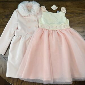Janie and Jack Pink Ballet Dress and Matching Coat Bundle